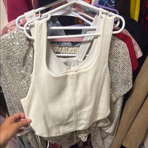 Altar'd State Cream Fitted Bustier Tank Top